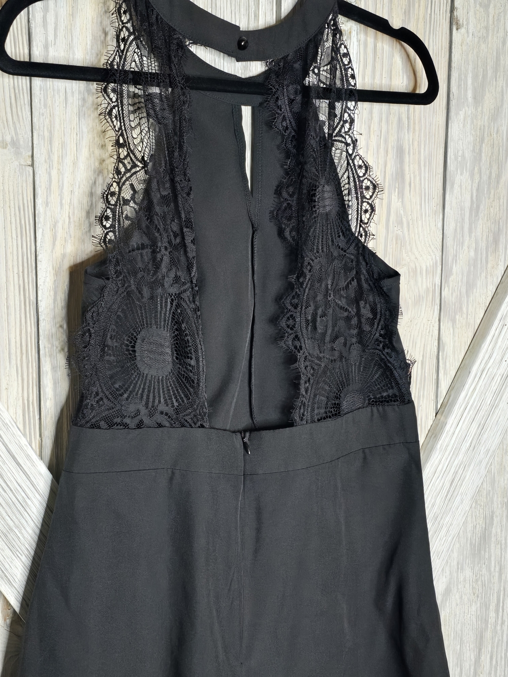 SHEIN Black Lace Halter Romper Shorts   Size L Fits Like M